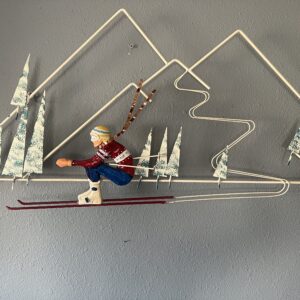 Rare Curtis Jeré Metal Wall Sculpture Signed, Alpine Skier Modern Wall Art
