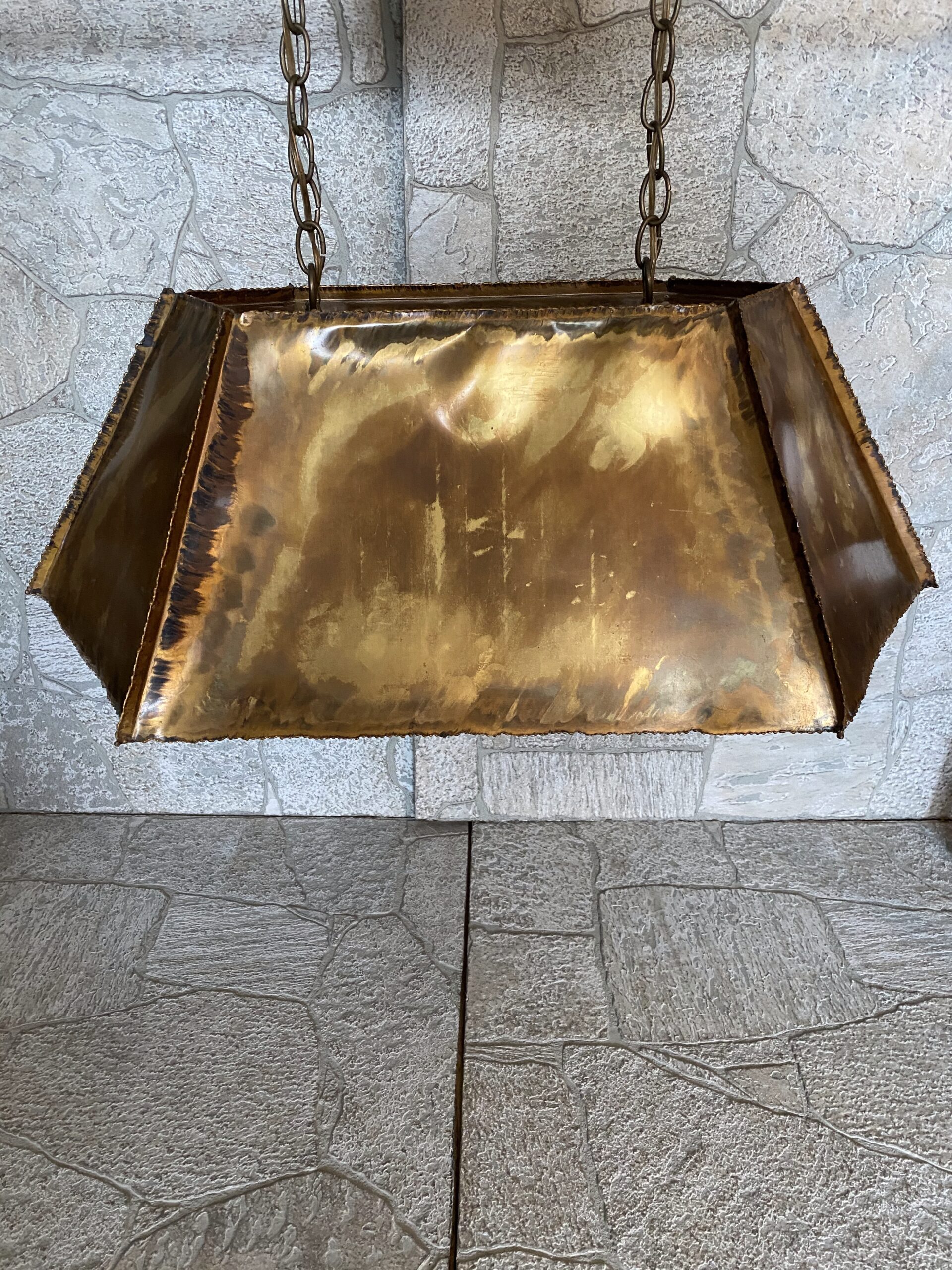 Brutalist Torch Cut Brass Pendant Light / MCM Torch Cut Lighting - Image 12