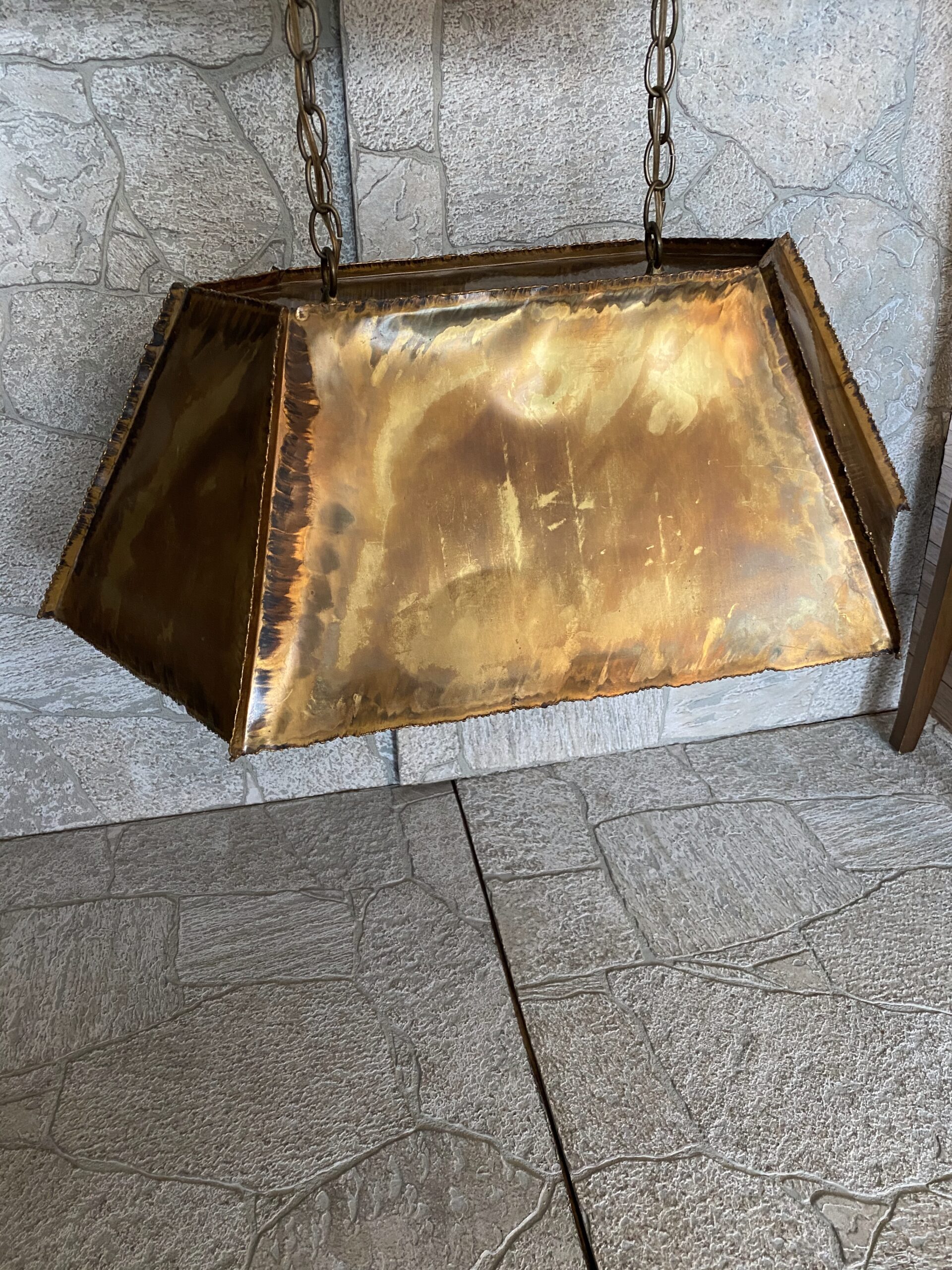 Brutalist Torch Cut Brass Pendant Light / MCM Torch Cut Lighting - Image 11