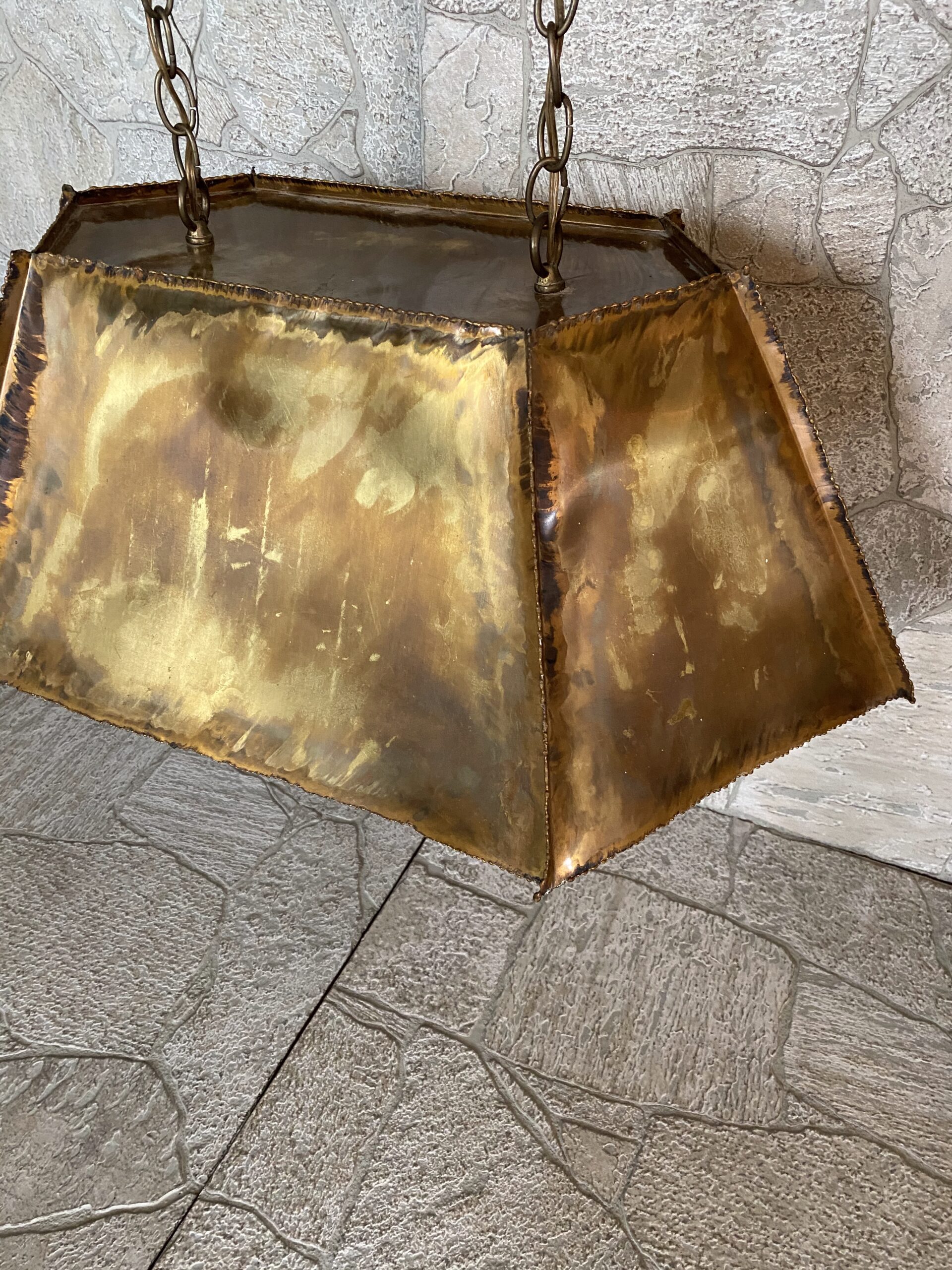 Brutalist Torch Cut Brass Pendant Light / MCM Torch Cut Lighting - Image 10