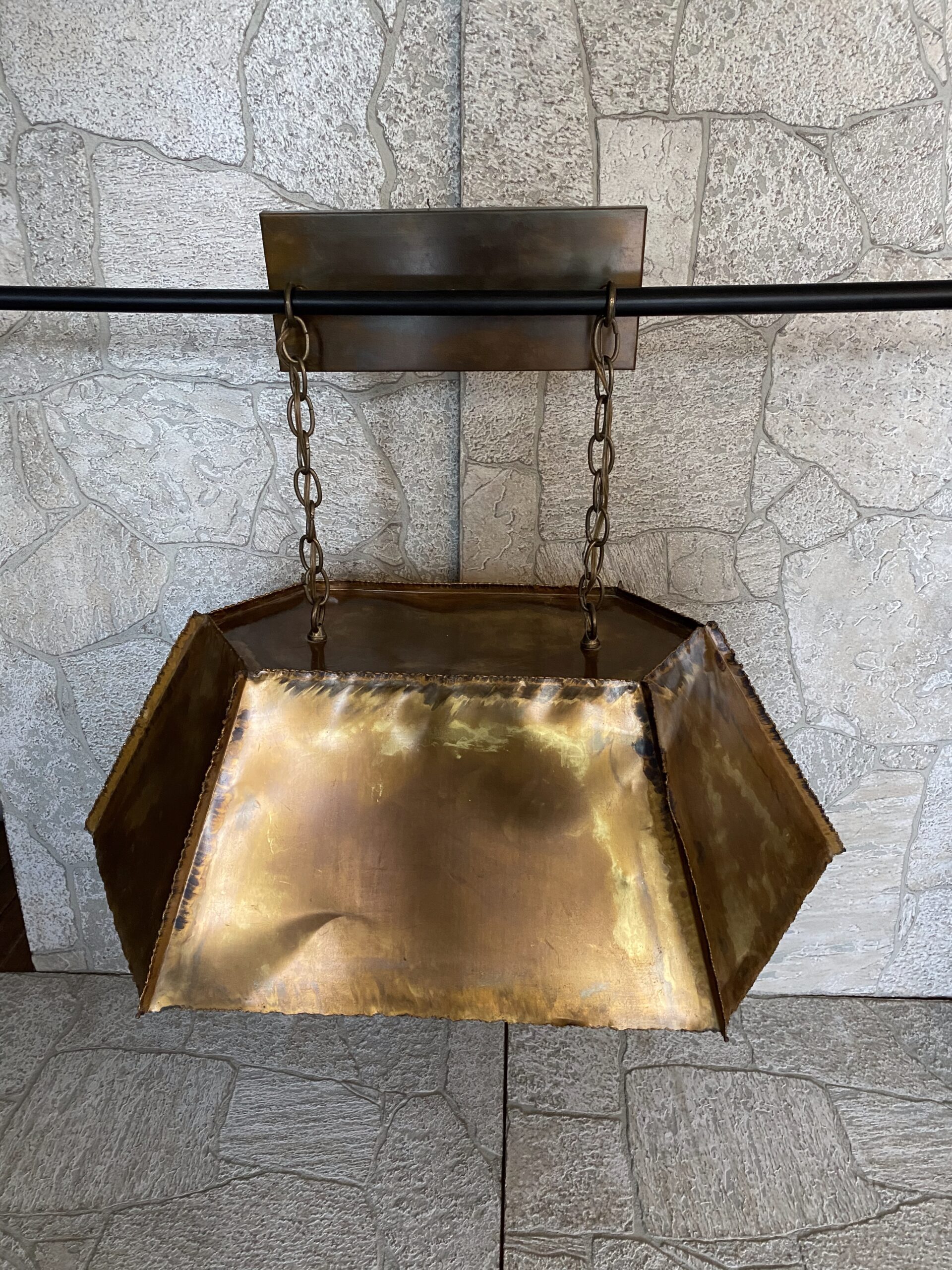 Brutalist Torch Cut Brass Pendant Light / MCM Torch Cut Lighting - Image 8