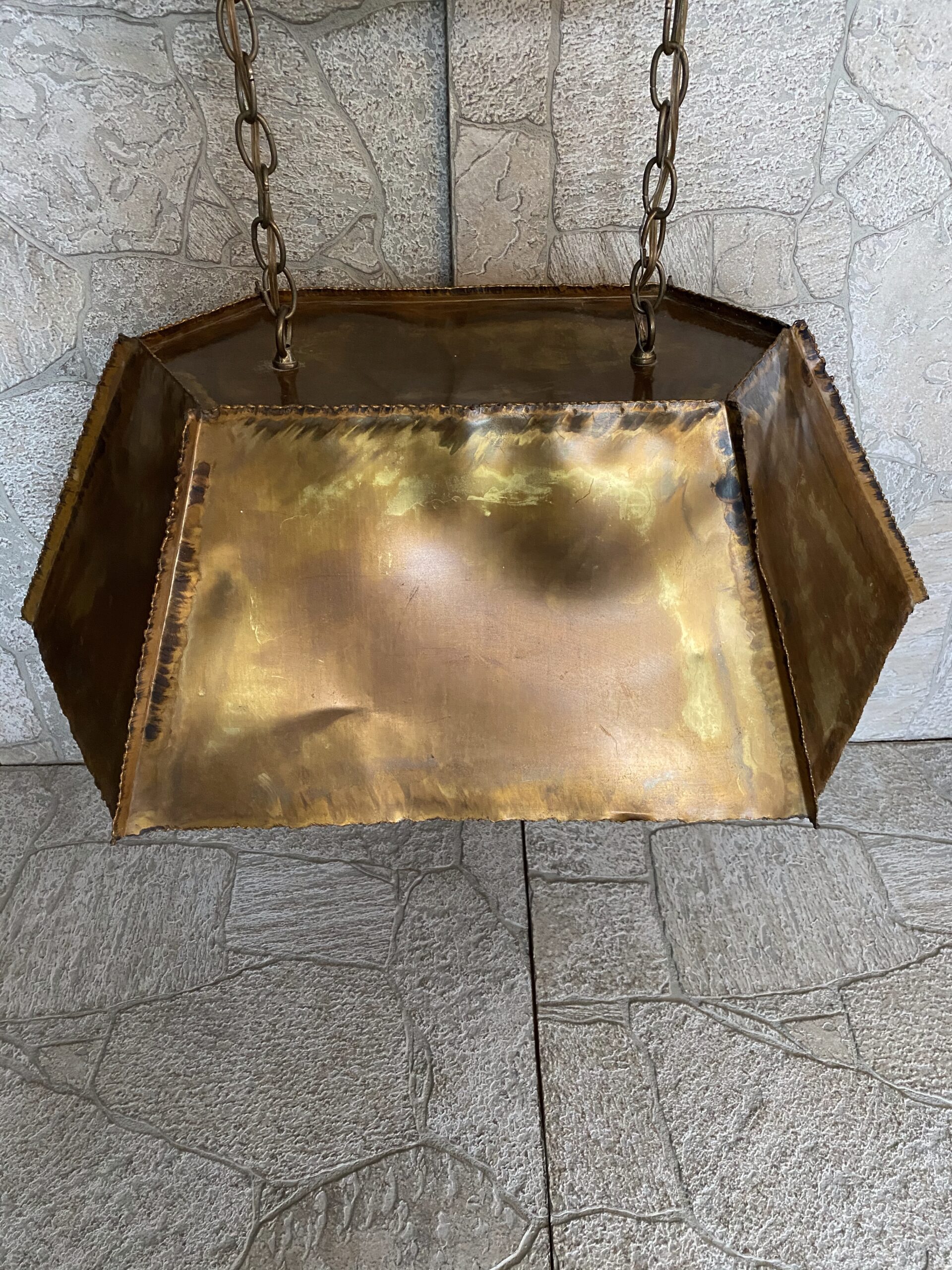 Brutalist Torch Cut Brass Pendant Light / MCM Torch Cut Lighting - Image 6