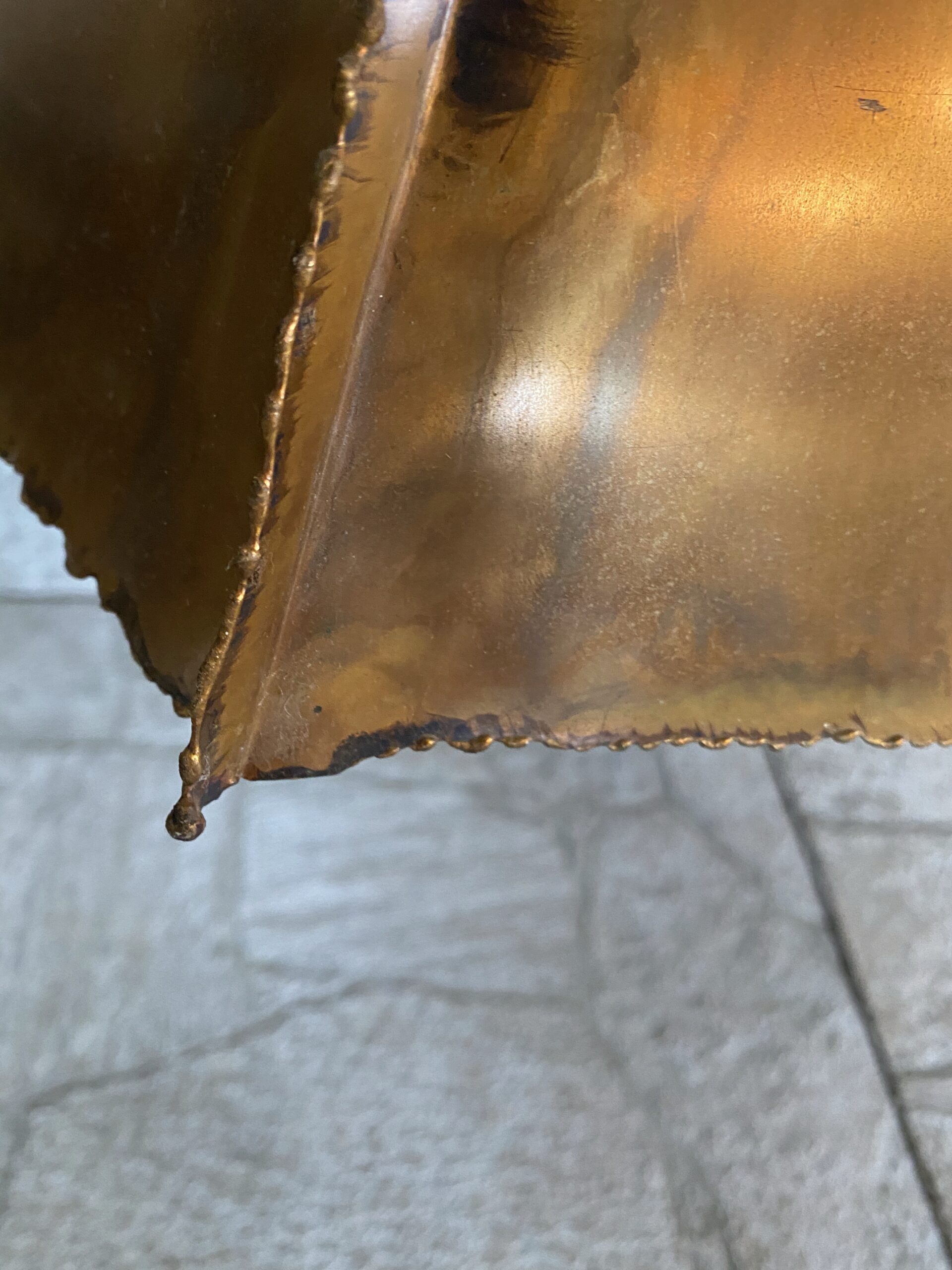 Brutalist Torch Cut Brass Pendant Light / MCM Torch Cut Lighting - Image 2