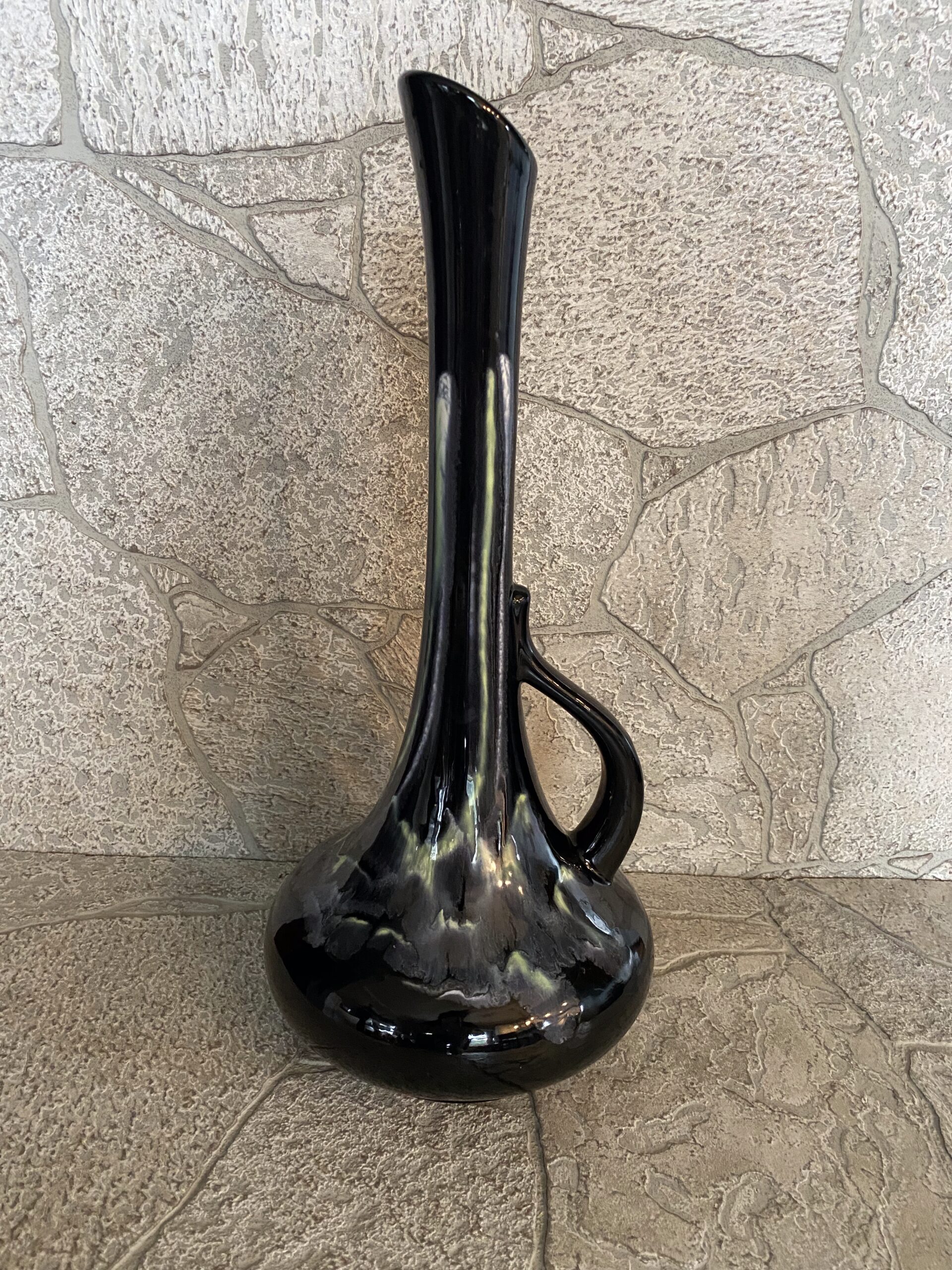 Mid Century Modern Royal Haeger Black Drip Glaze Vase #408 / Vintage Drip Glaze - Image 2