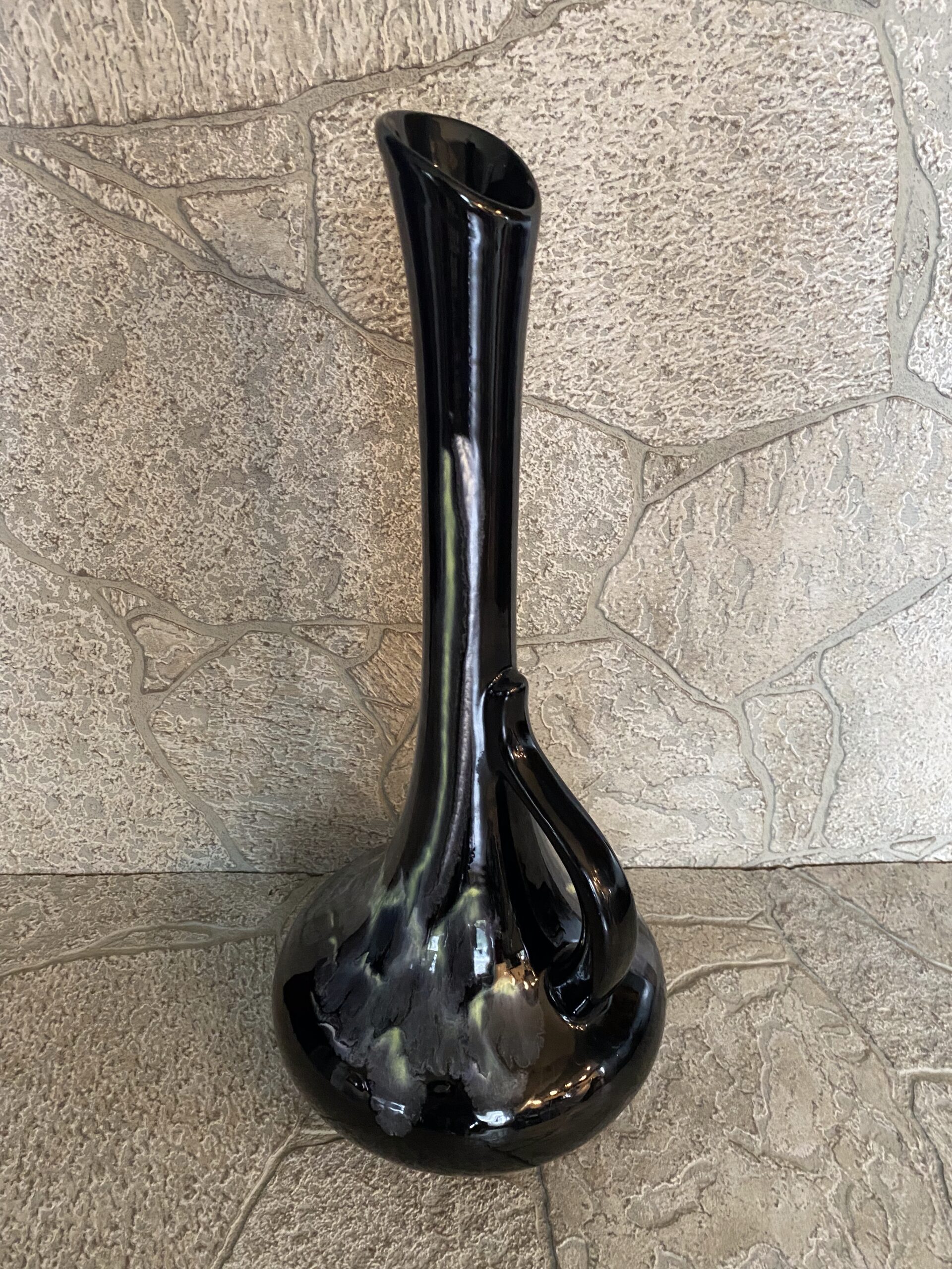 Mid Century Modern Royal Haeger Black Drip Glaze Vase #408 / Vintage Drip Glaze - Image 8