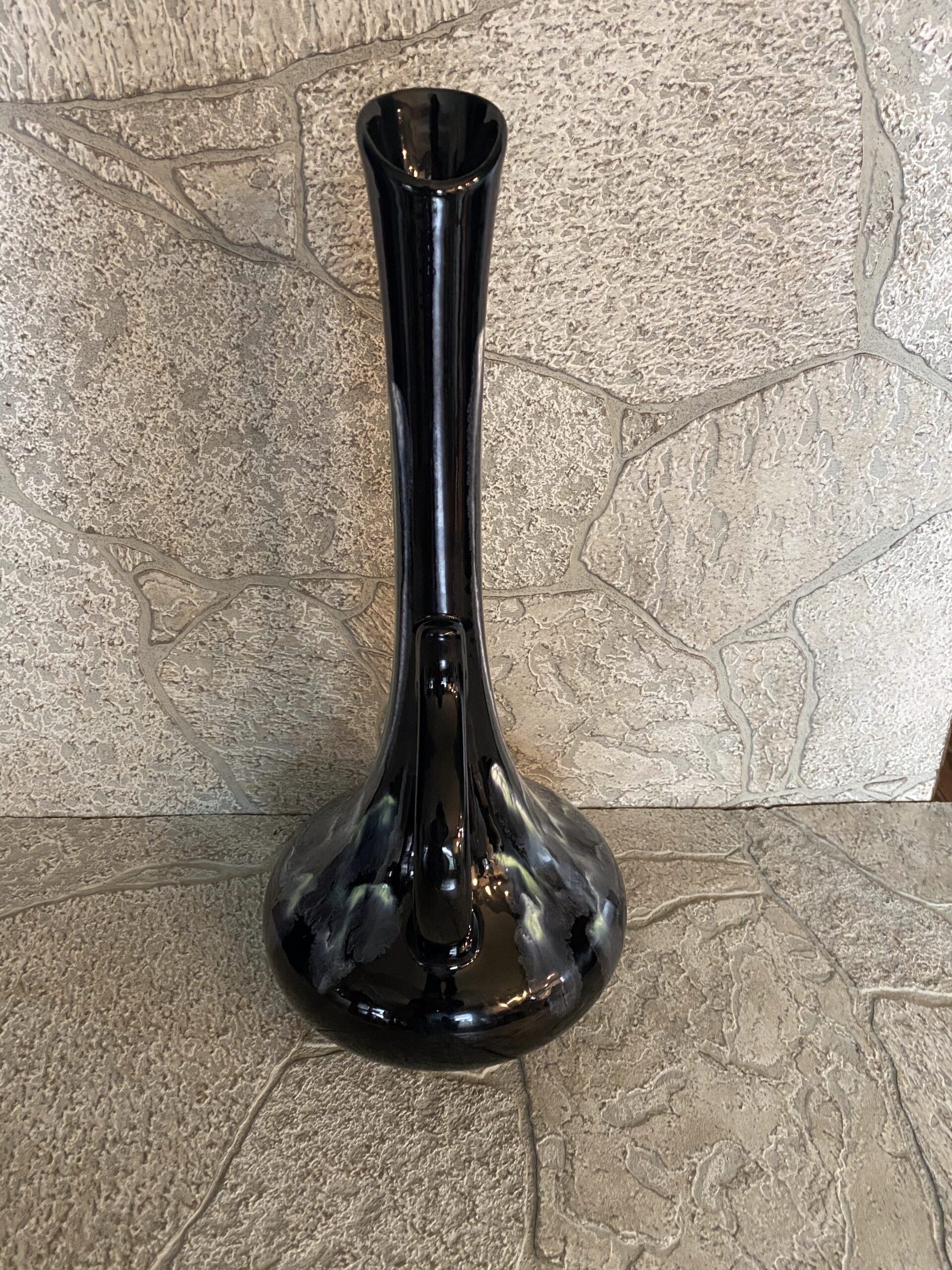 Mid Century Modern Royal Haeger Black Drip Glaze Vase #408 / Vintage Drip Glaze - Image 3