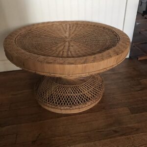 Vintage Peacock Wicker Table Emmanuelle. Rare Find! Rattan Table