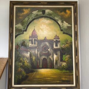 Mid Century Large Oil Painting- Spanish Mission