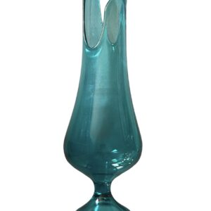 MCM Blue Swung-Swag Vase / LE Smith Double Dip Aqua Blue Pedestal Vase
