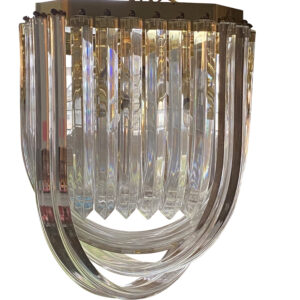 Hollywood Regency Lucite Ribbon Chandelier / Vintage Lucite Swag Light Fixture