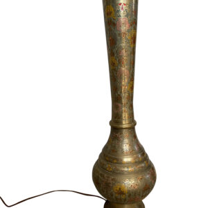 Turkish Vintage Tall Brass Lamp /Middle Eastern Ornate Etched Brass Lamp