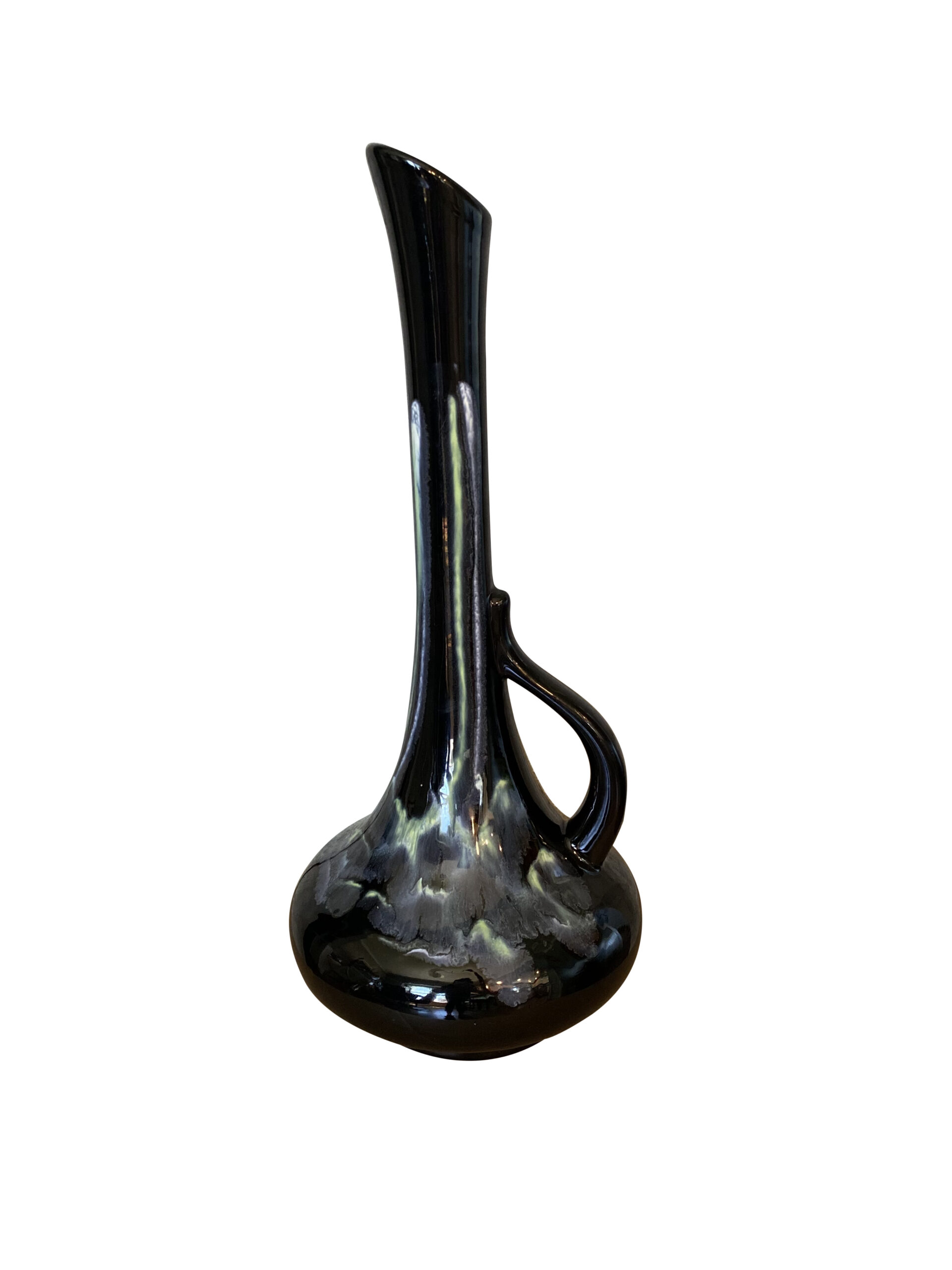 Mid Century Modern Royal Haeger Black Drip Glaze Vase #408 / Vintage Drip Glaze