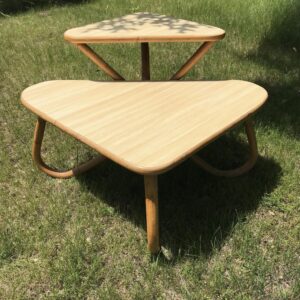 Mid Century Bi Level Triangle Rattan Bentwood Table Paul Frankl