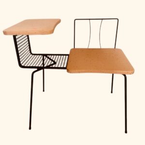 Vintage MCM Gossip / Phone Bench 1950s Atomic Bench Chair