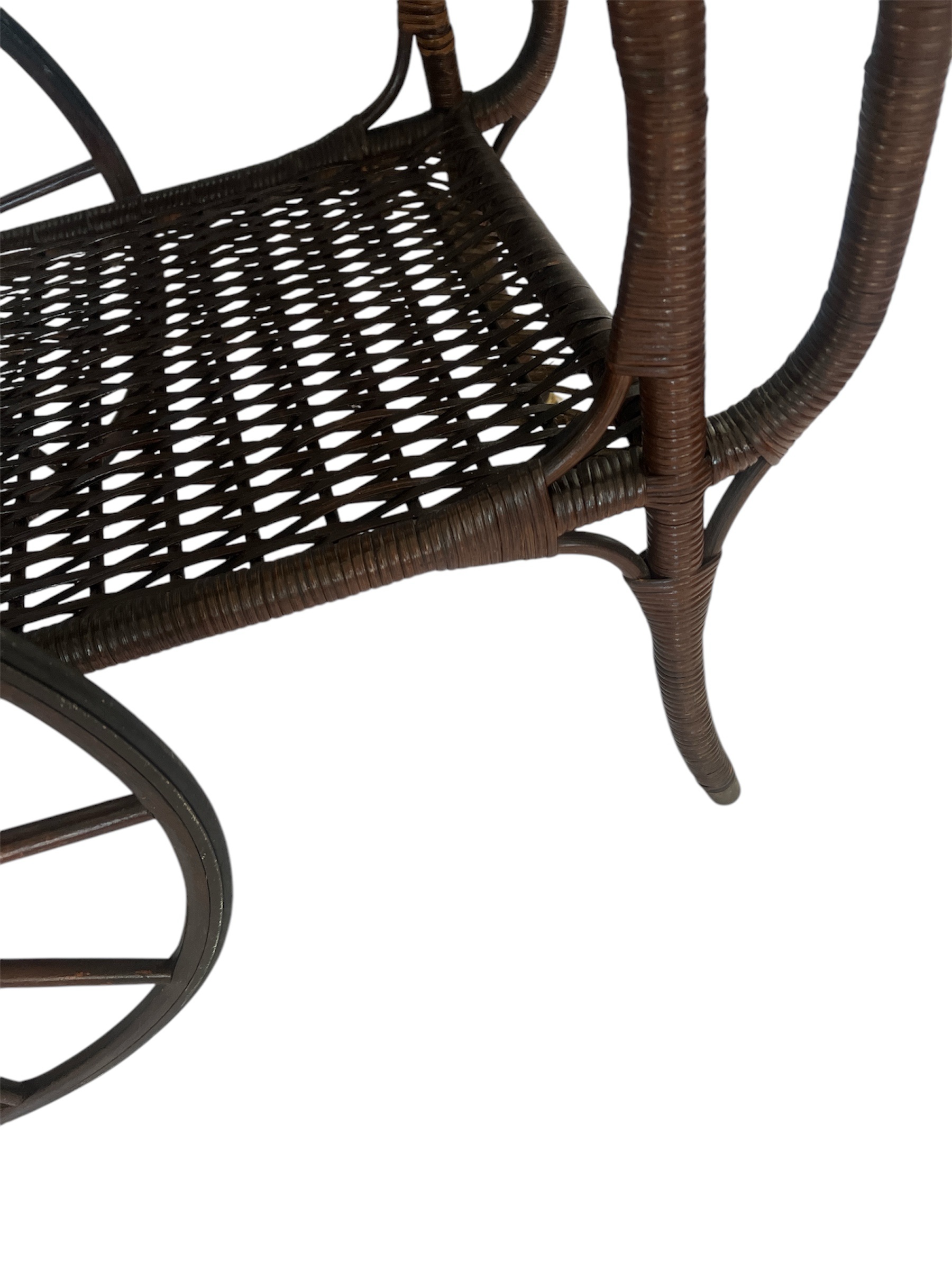 Vintage -Antique Wicker Tea Trolly/Bar Cart with Removable Glass Top Tray - Image 9