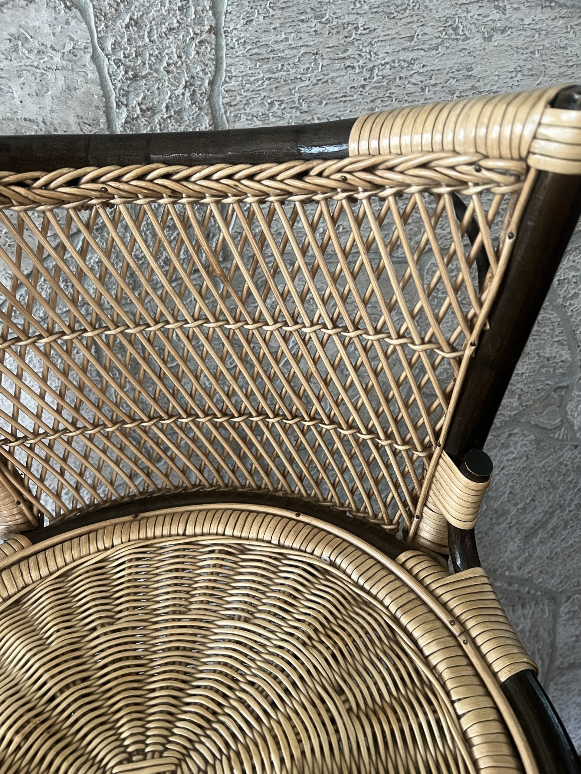 4 Vintage Rattan and Metal Barstools / Tiki Room Swivel Barstools Set of 4 - Image 3