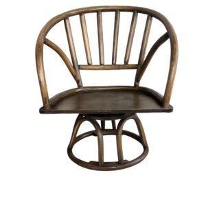 Vintage Rattan Swivel Barrel Chair/ Mid Century Modern Accent Seating / Boho Coastal Retro Furniture / MCM Lounge Chair.
