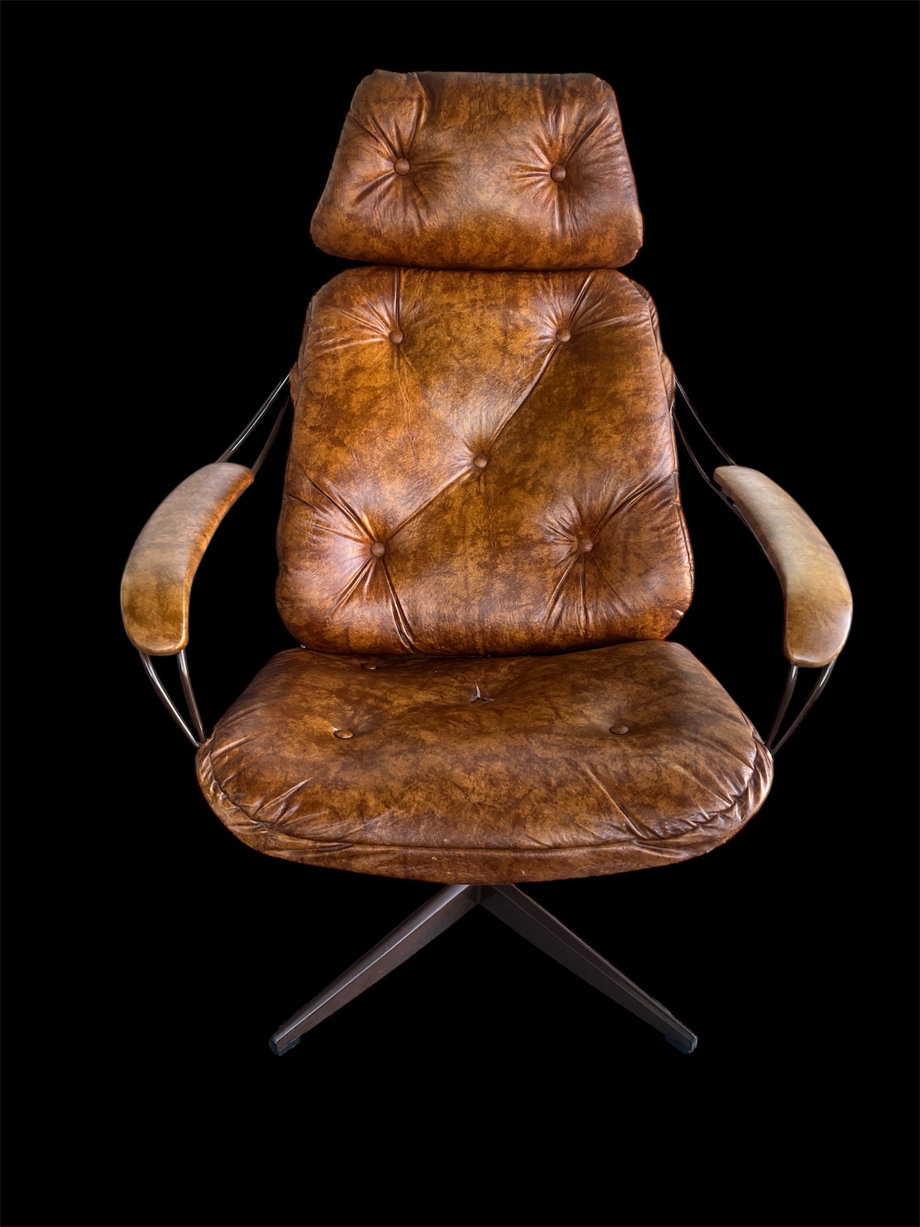 1960s Homecrest Mid-Century Modern Lounge Chair | MCM Brown Vinyl Chair