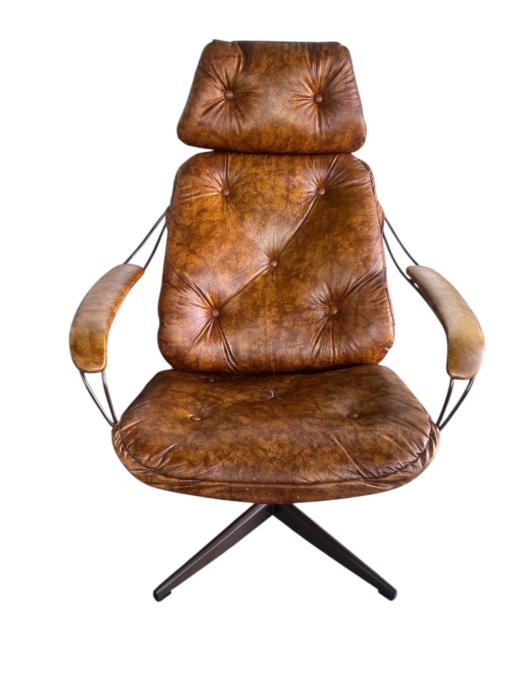 1960s Homecrest Mid-Century Modern Lounge Chair | MCM Brown Vinyl Chair - Image 2