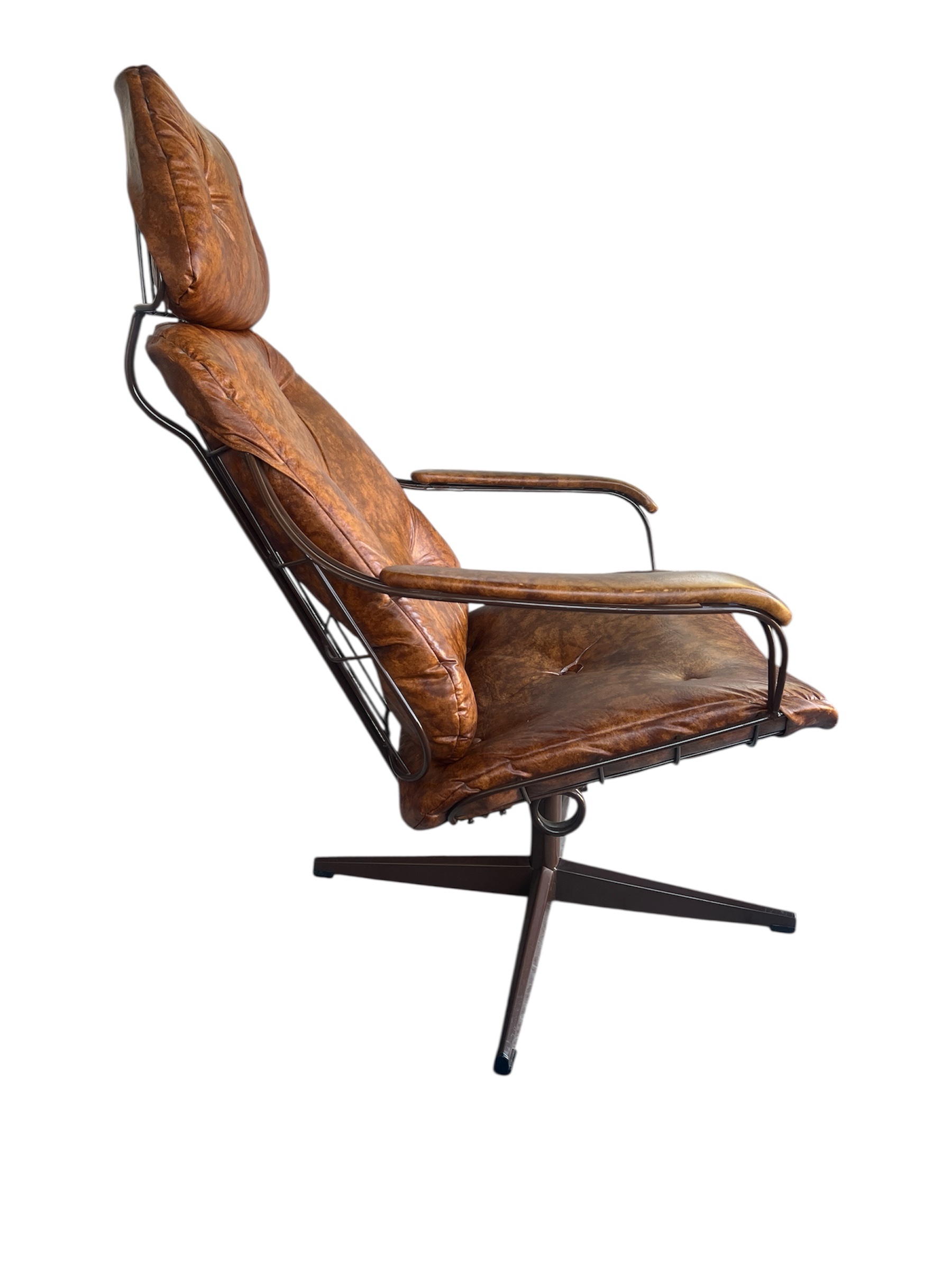 1960s Homecrest Mid-Century Modern Lounge Chair | MCM Brown Vinyl Chair - Image 3